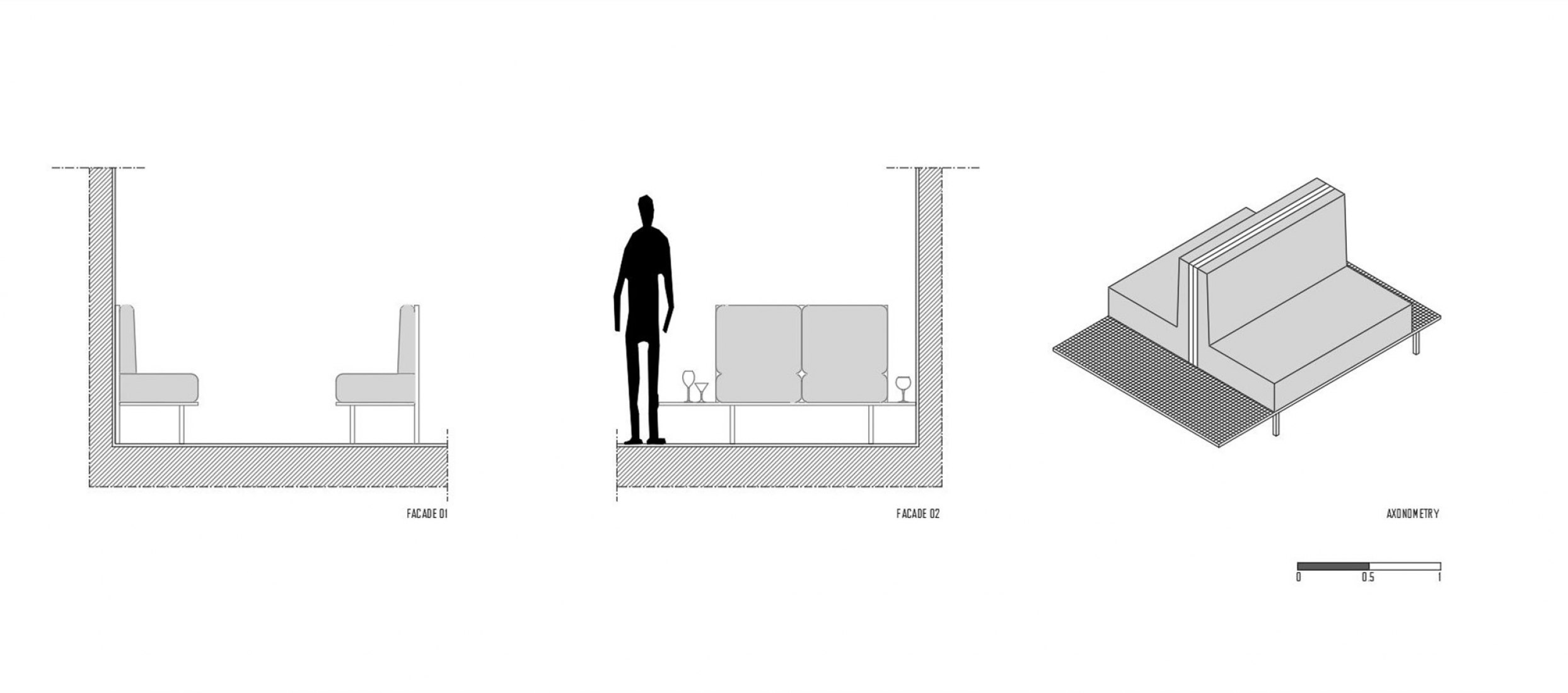 Axonometría. Tarouca Gastro Bar por Bruno Dias Arquitectura.