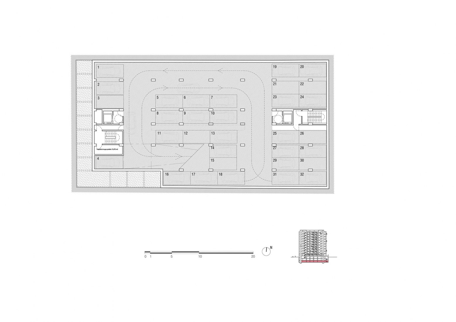 Parking floor plan -3. BP Housing Building by Cadaval & Solà-Morales 