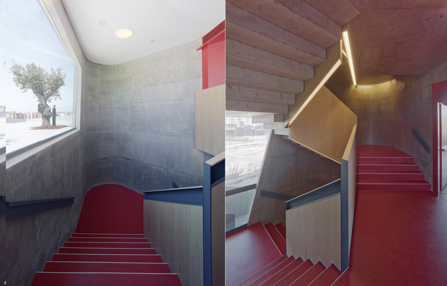 Escaleras. Museo, Auditorio y Centro Cultural Caixaforum de Zaragoza por Carme Pinós. Fotografía © cortesía de La Caixa.