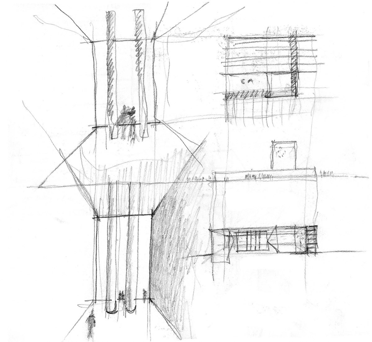 Sketch. General Headquarters of Caja General de Ahorros Granada by Alberto Campo Baeza