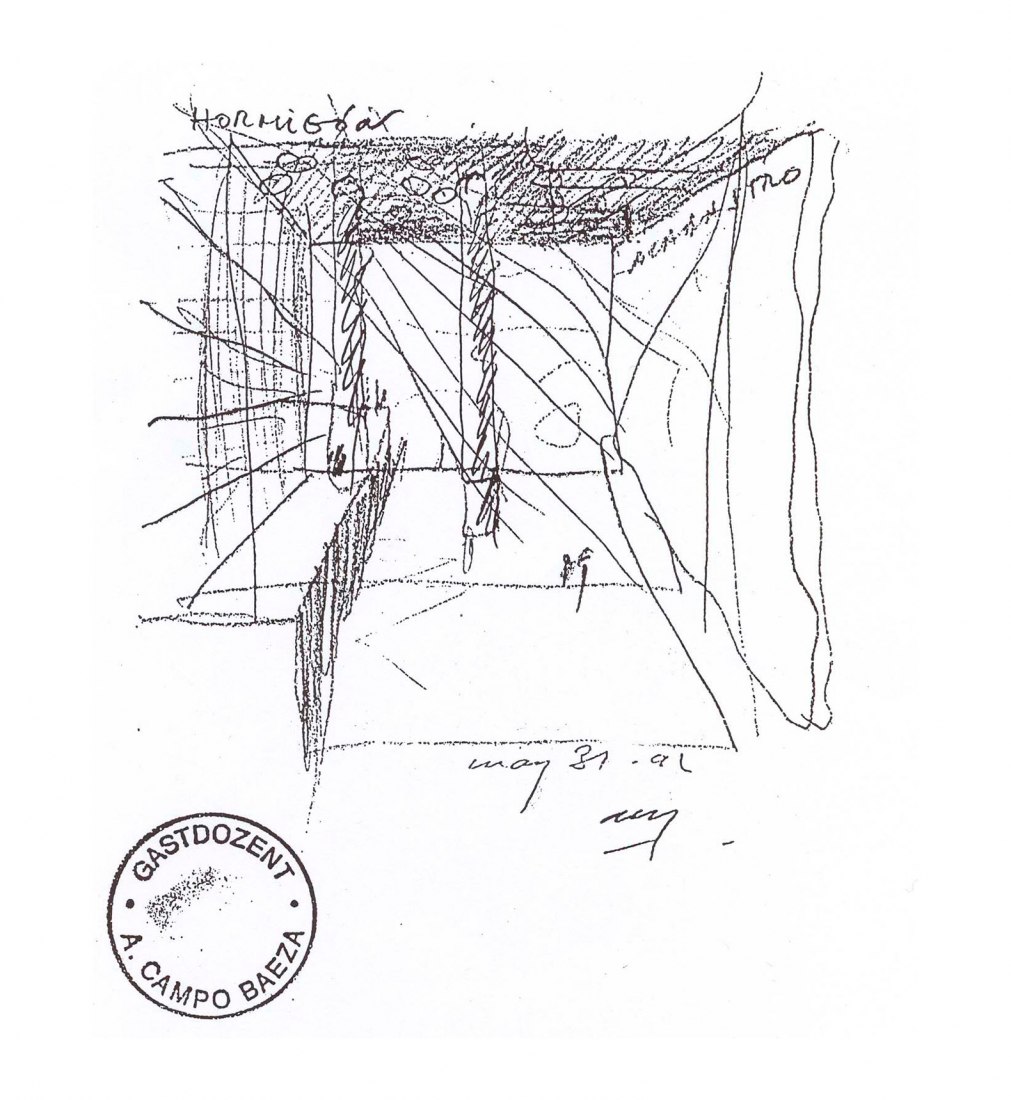 Sketch. General Headquarters of Caja General de Ahorros Granada by Alberto Campo Baeza