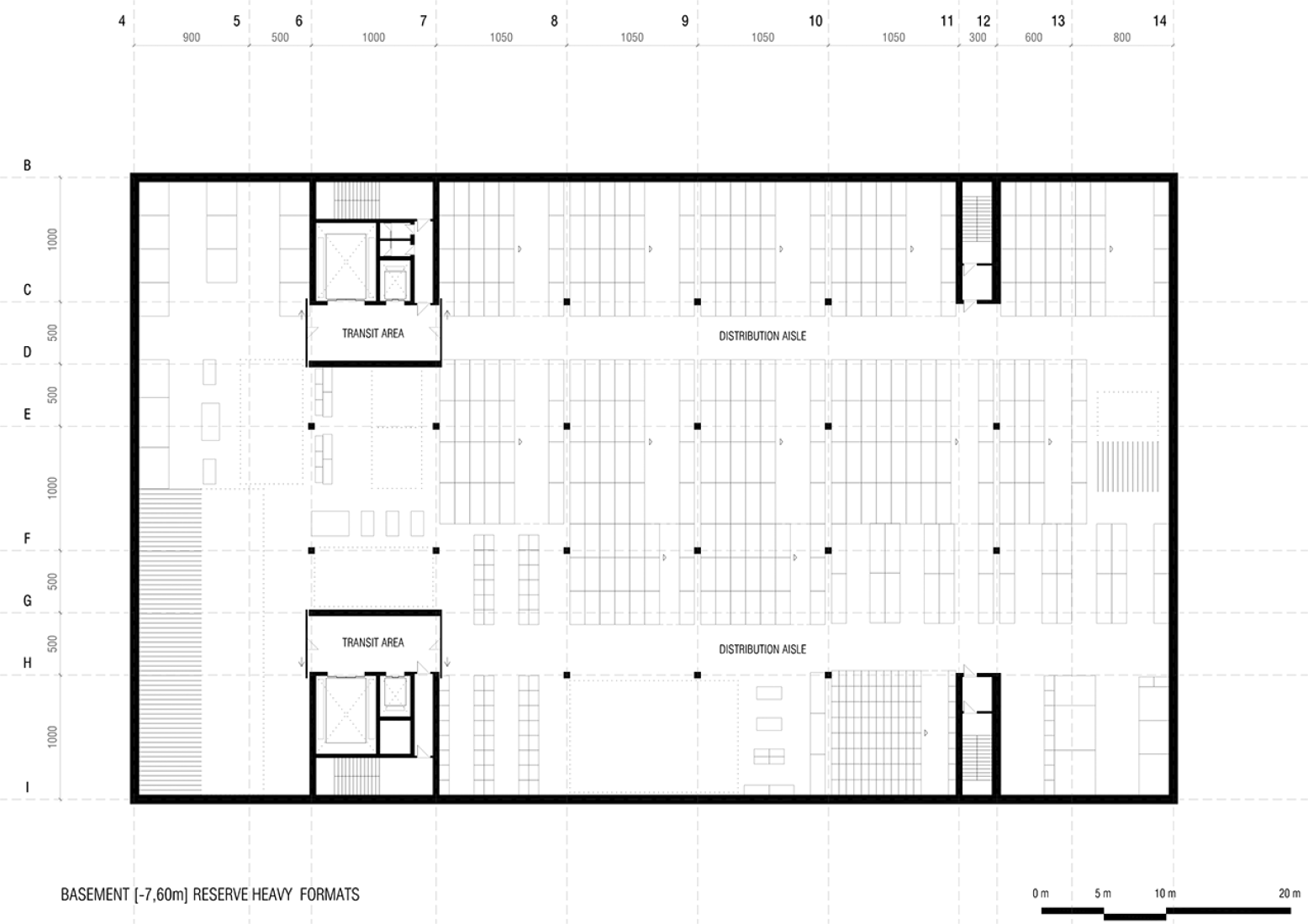 Basement floor of the competition for the Reserves of the Louvre Museum in Lièvin by Campo Baeza y Gabrion. Courtesy of Estudio Campo Baeza.
