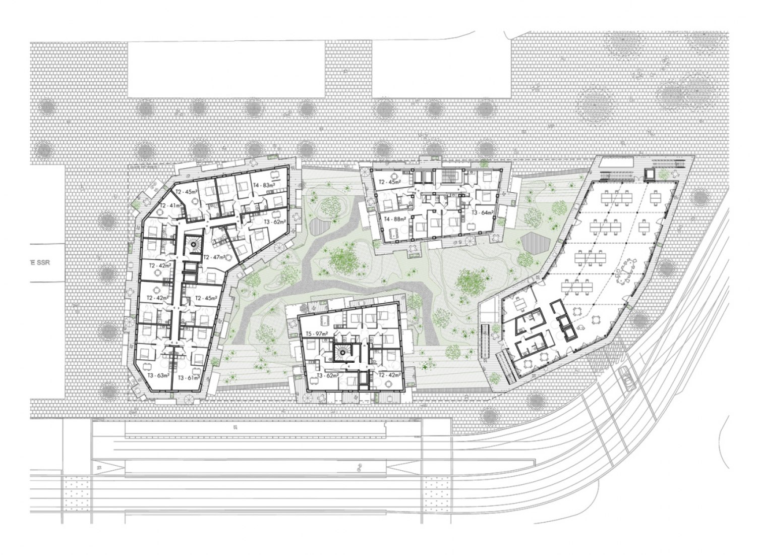 Common floor plan. Canopia by Sou Fujimoto and Laisné Roussel. Image © Sou Fujimoto Architects, Laisné Roussel