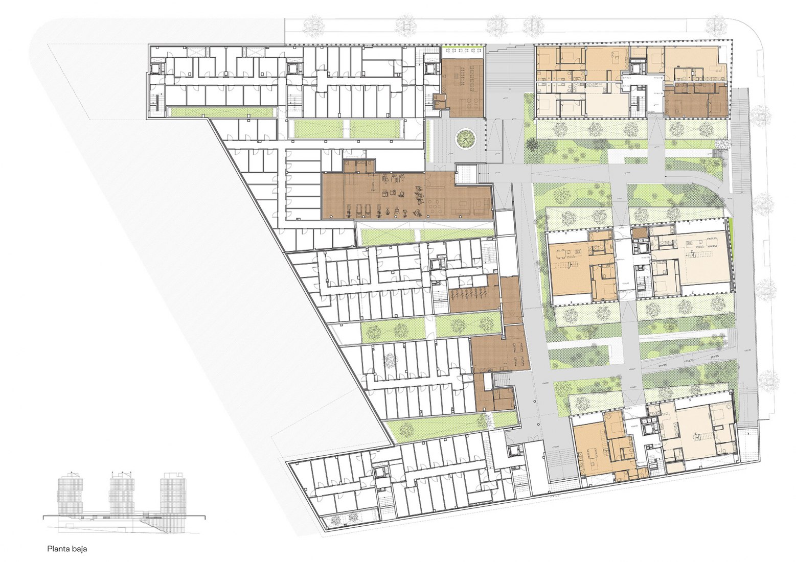 Planta baja. Cornes Espacio Residencial por Carbajo Barrios.