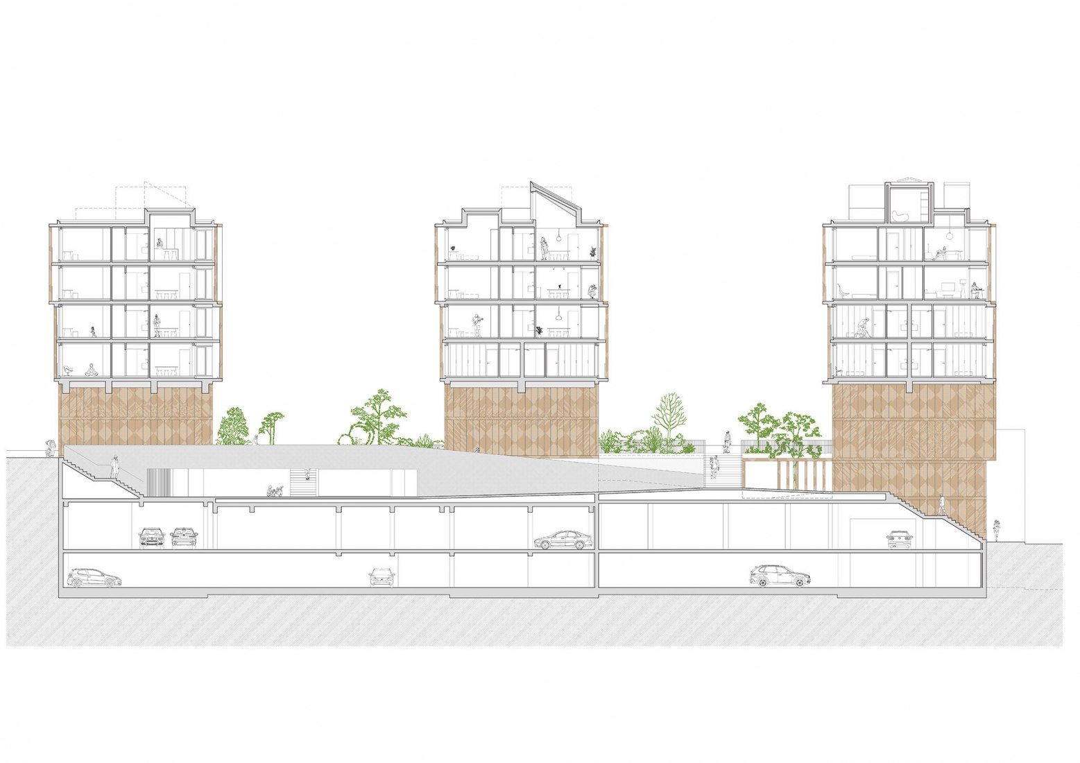 Sección. Cornes Espacio Residencial por Carbajo Barrios.