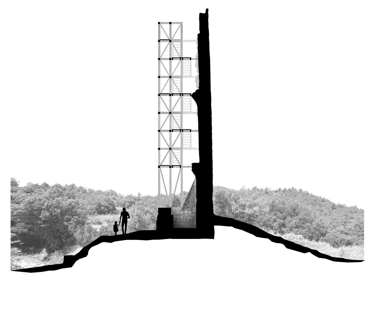 Cross section. Merola's Tower by Carles Enrich.