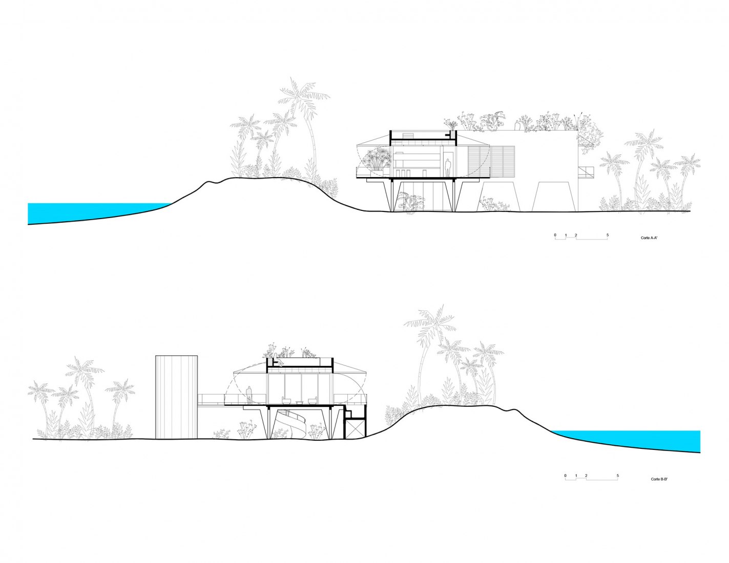 Sections. Bautista House by Productora