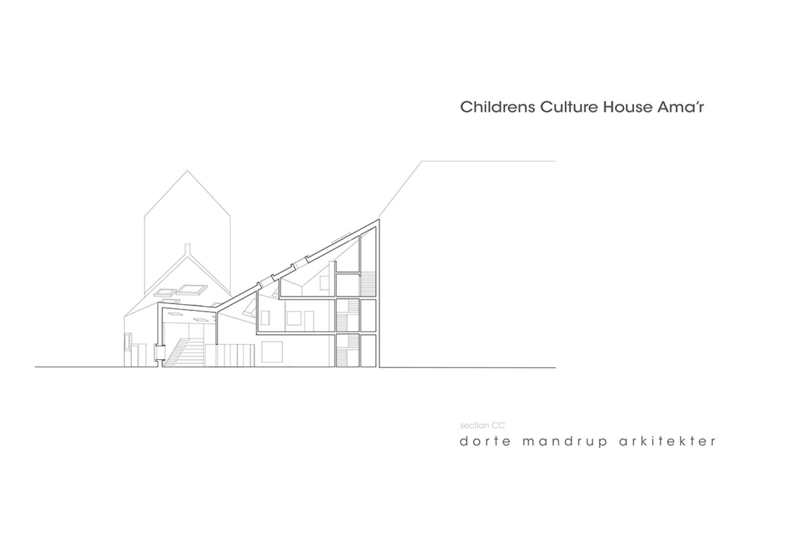 Section CC. Children's Culture House loves by Dorte Mandrup Arkitekter. Image © courtesy of Dorte Mandrup Arkitekter.
