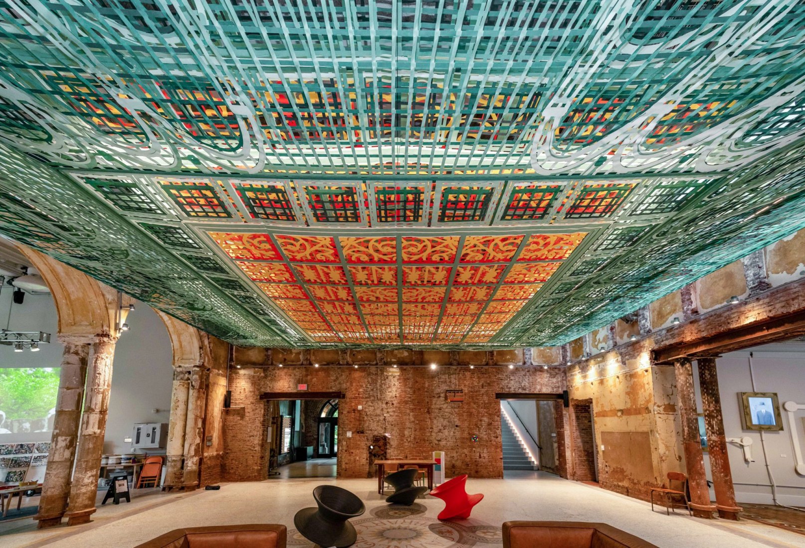 The installation changes as one moves around it. Image courtesy FreelandBuck. Photograph by Megan McGinley, Children’s Museum of Pittsburgh