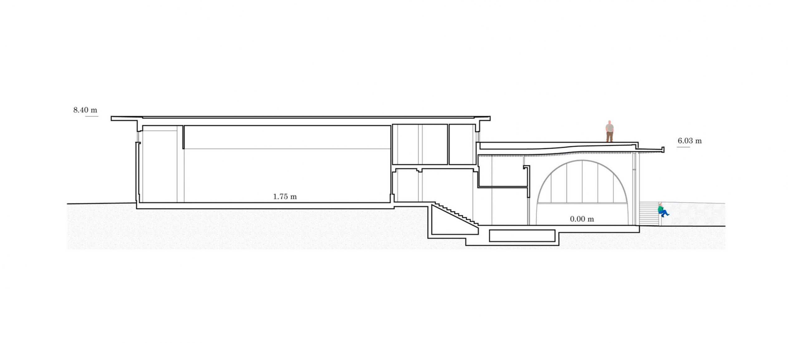 Section. Lahofer Winery by Chybik + Kristof.