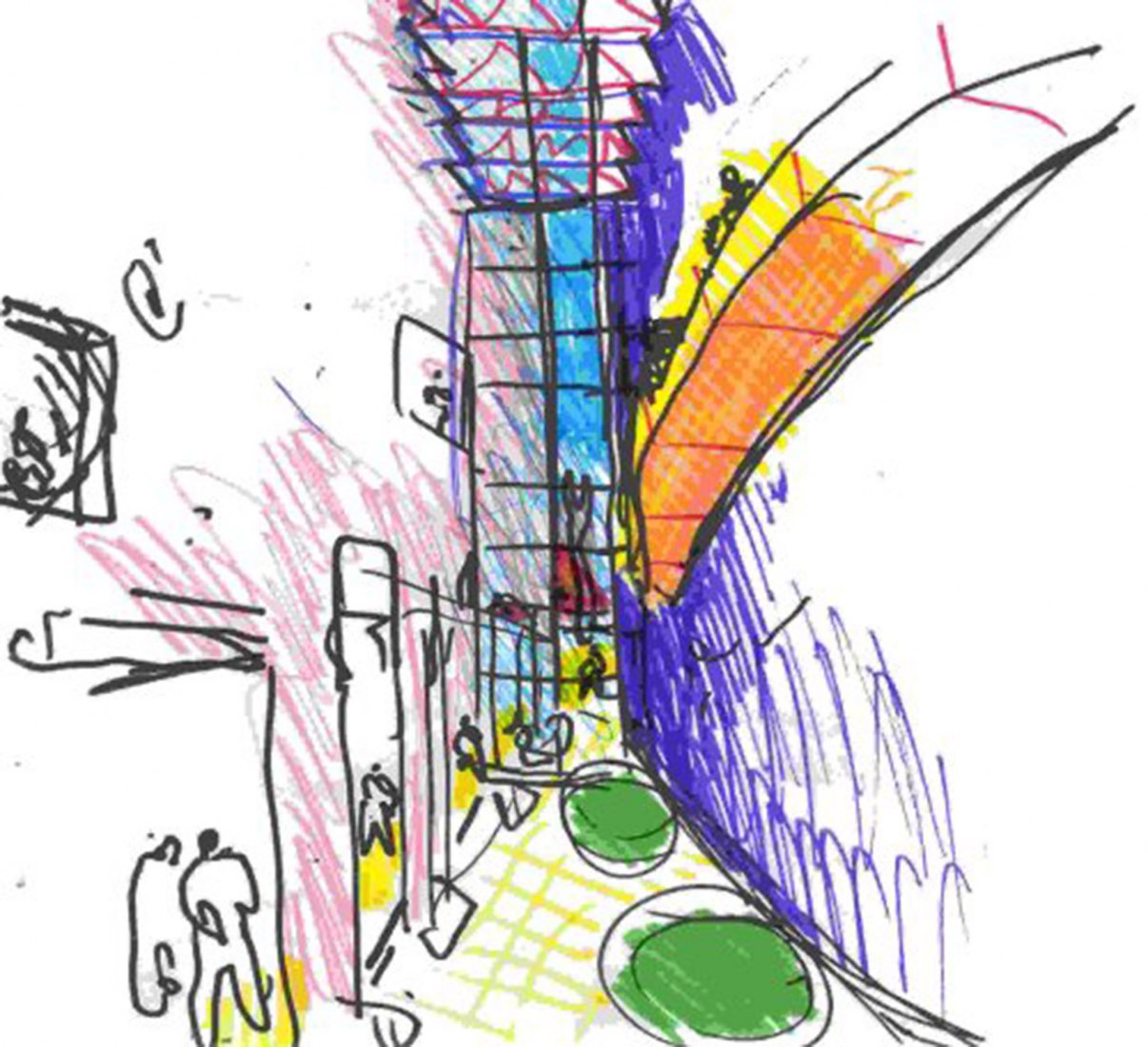 Croquis de la Ciudad Cultural Konex por Clorindo Testa. Ciudad Cultural Konex por Clorindo Testa, Juan Fontana y Oscar Lorenti
