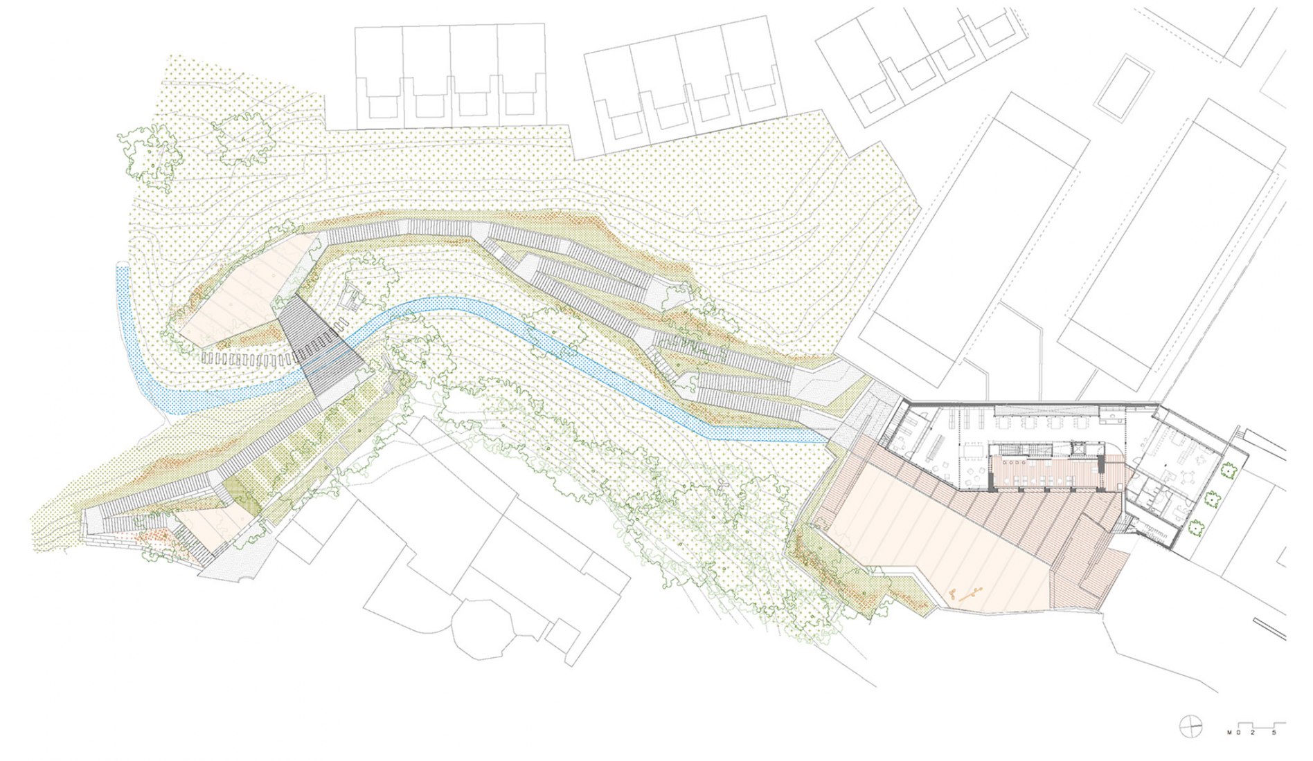 Site plan. Gardens of the Font del Rector and Ca l'Altisent Library by Col·lectiu Brusi.