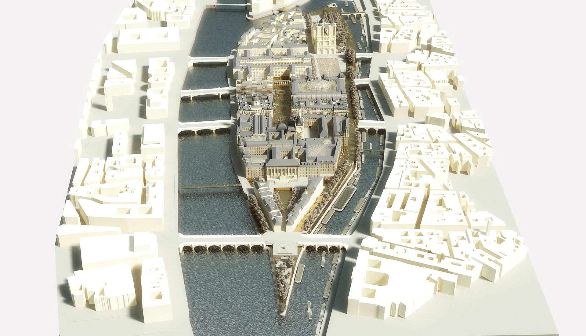 View of the west encounter, in the bow of the Island. Image courtesy of © Dominique Perrault Architecture / DPA-ADAGP