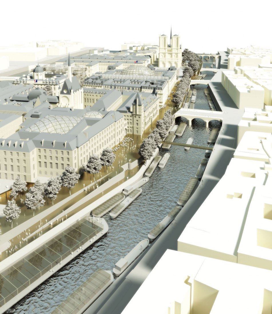 South Pier, from the Palace of Justice to the Cathedral. Image courtesy of © Dominique Perrault Architecture / DPA-ADAGP