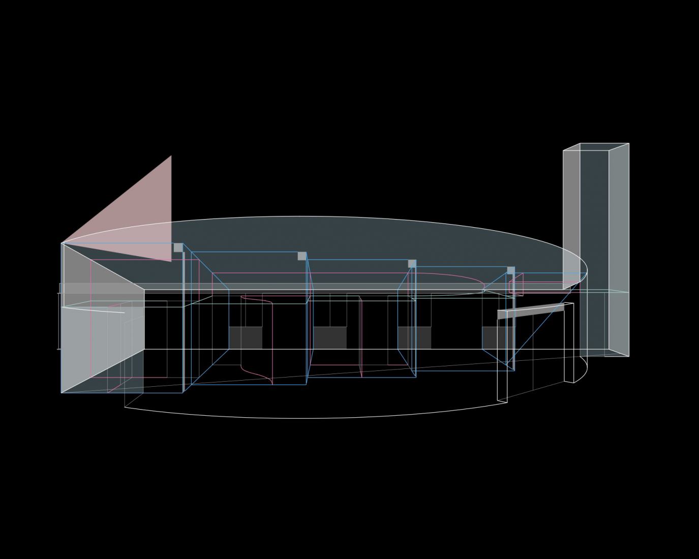 Volumen en perspectiva. Casa dentro de tres gestos por fala. 