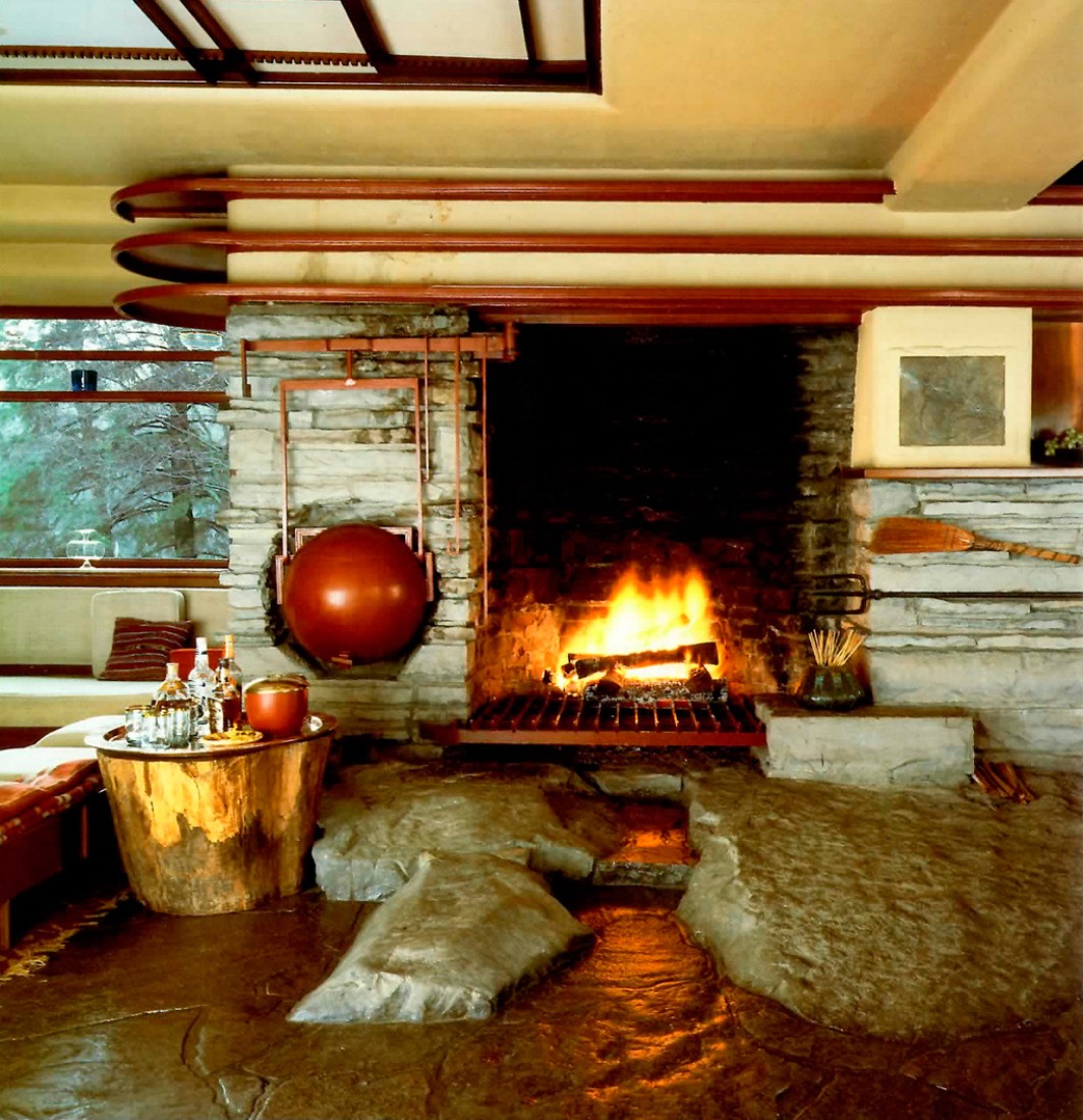 Main floor living area. Fallingwater by Frank Lloyd Wright. Photography courtesy of WPC.