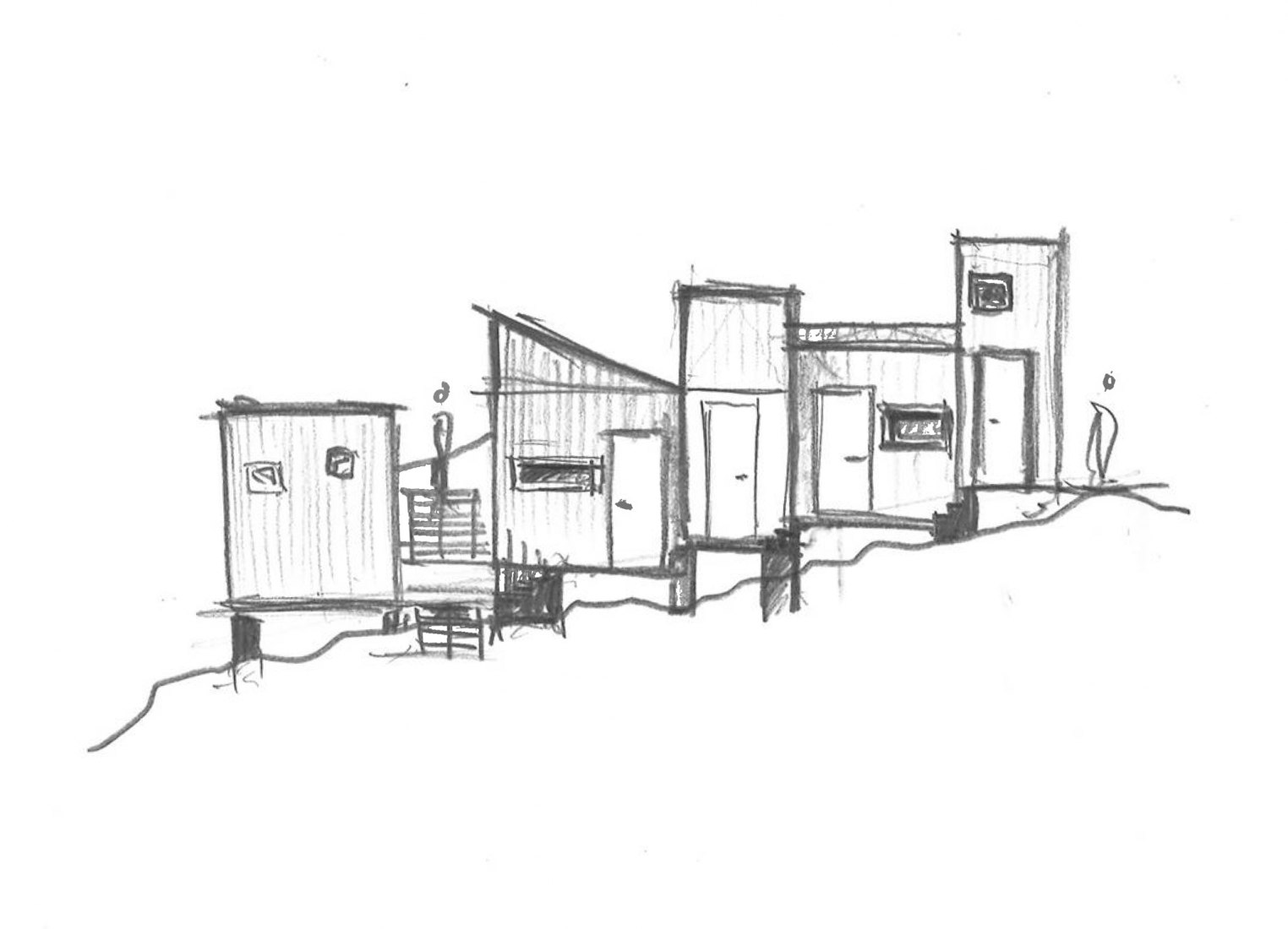Sketch. Rent out artist residency Fleinvaer by TYIN tegnestue Architects and Rintala Eggertsson Architects.
