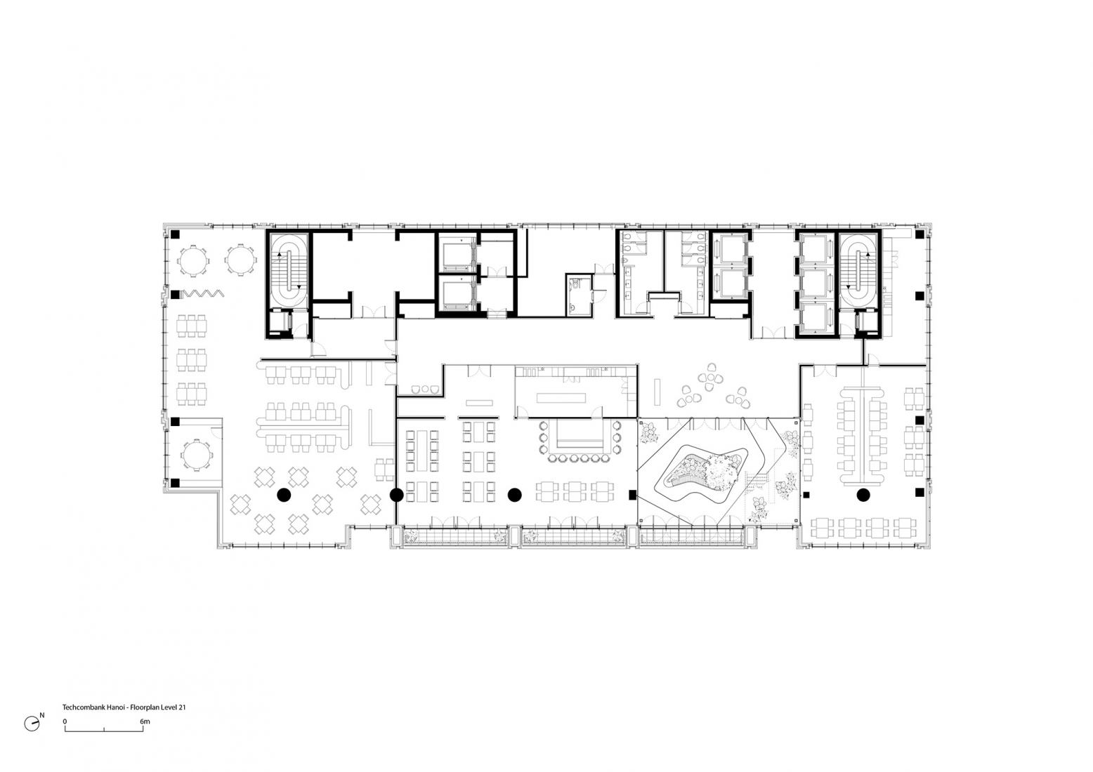 Twenty first floor plan. New headquarters for Techcombank in Hanoi by Foster + Partners.
