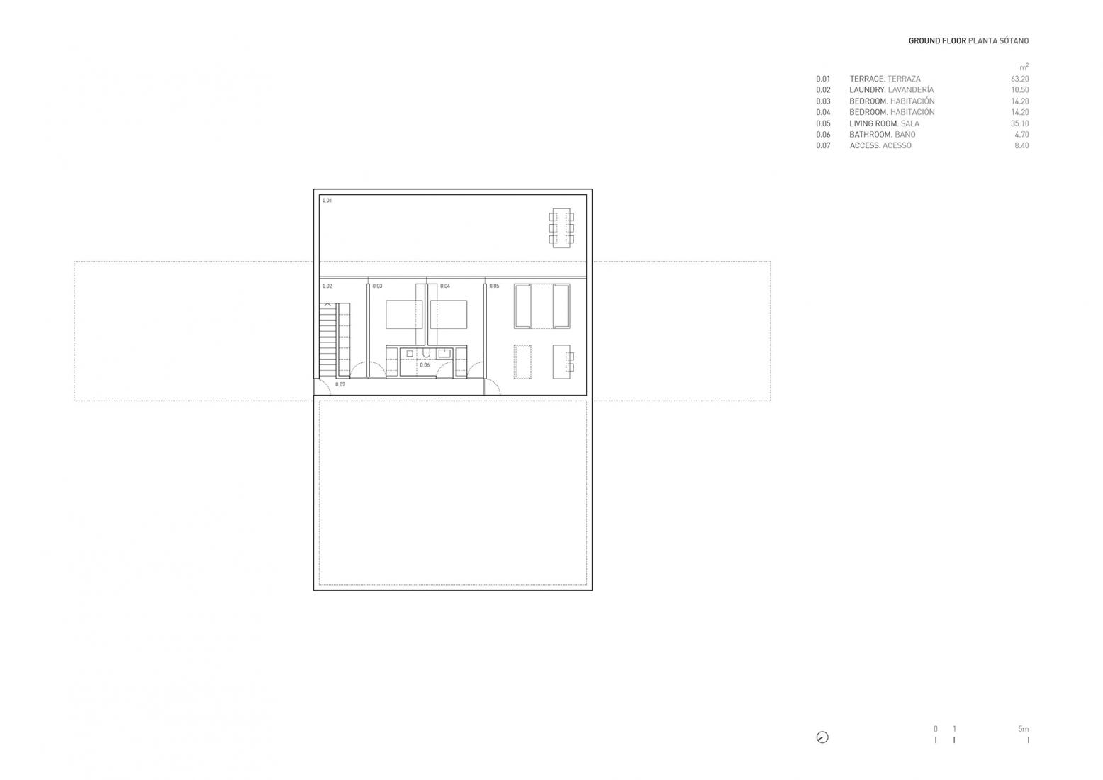 Planta enterrada. Casa en el aire por Fran Silvestre Arquitectos.