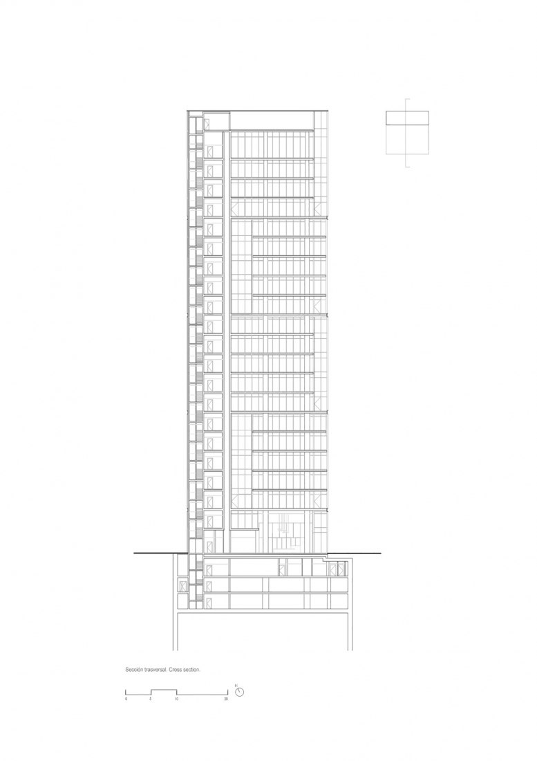 Cross section. Torre Plaza Europa 34 by GCA Architects.