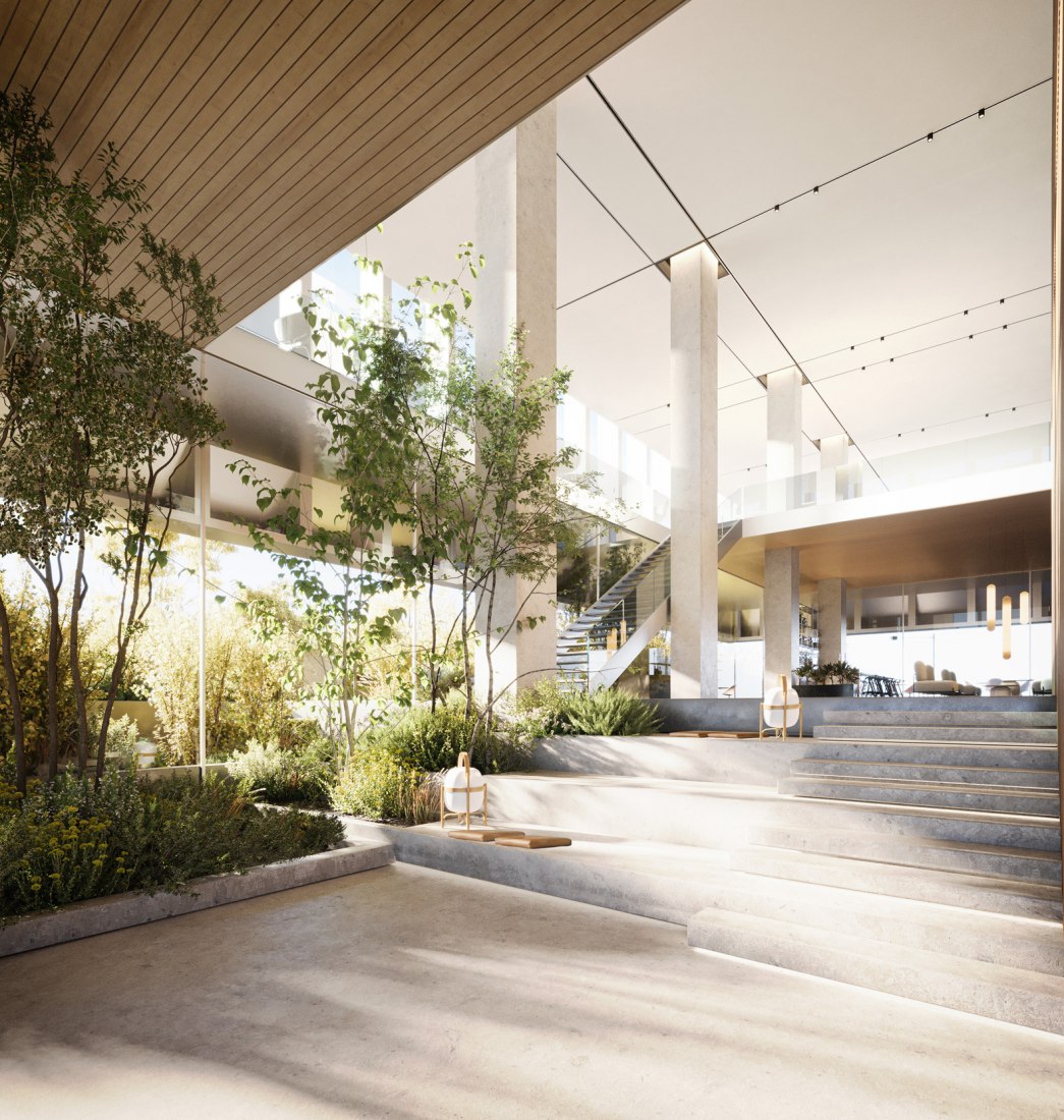 Rendering. Retama 3 office tower by GCA Architects. Image by ERGØN & WØLF - Creative Studio
