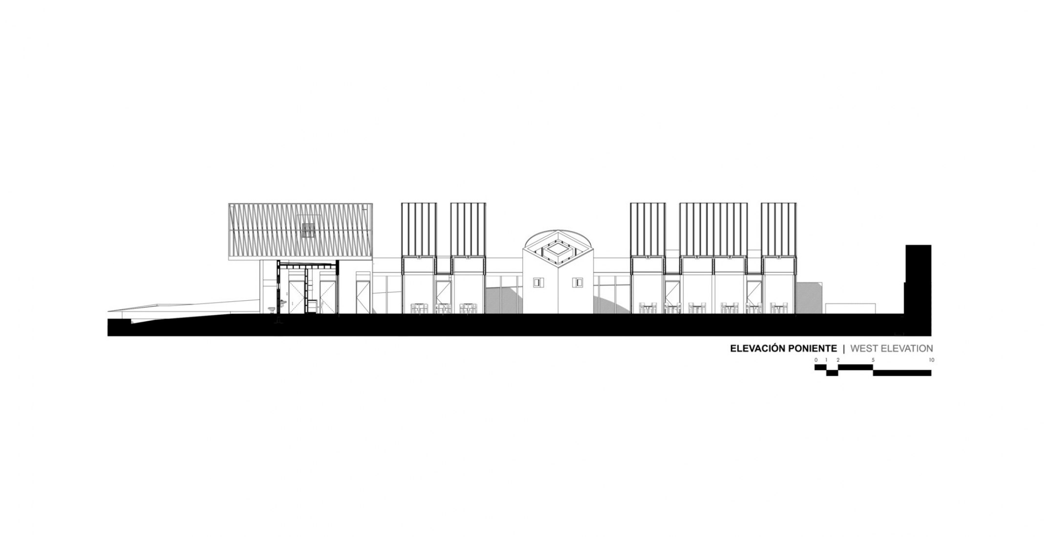 West elevation. Bamboo Kindergarten by Gonzalo Mardones Viviani.