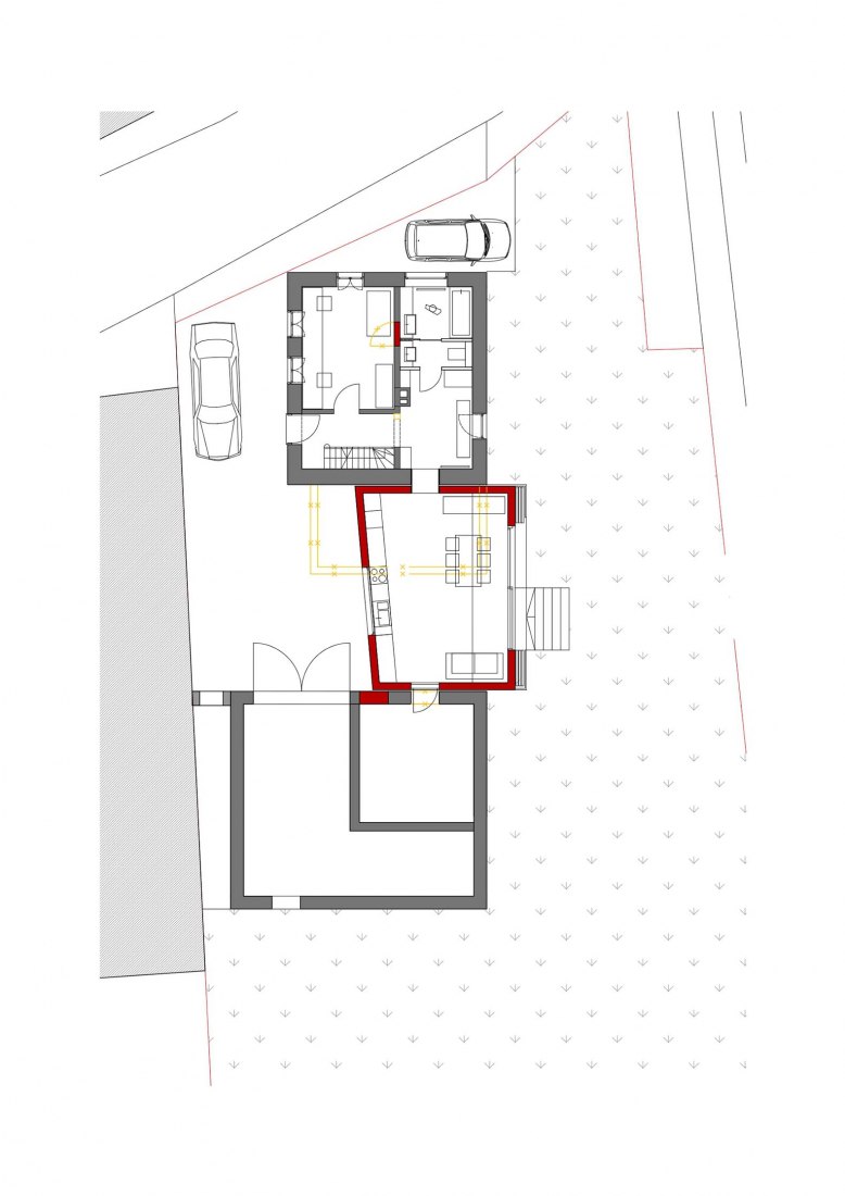 Ground floor plan. Haus WW by Heltwerk Architekten