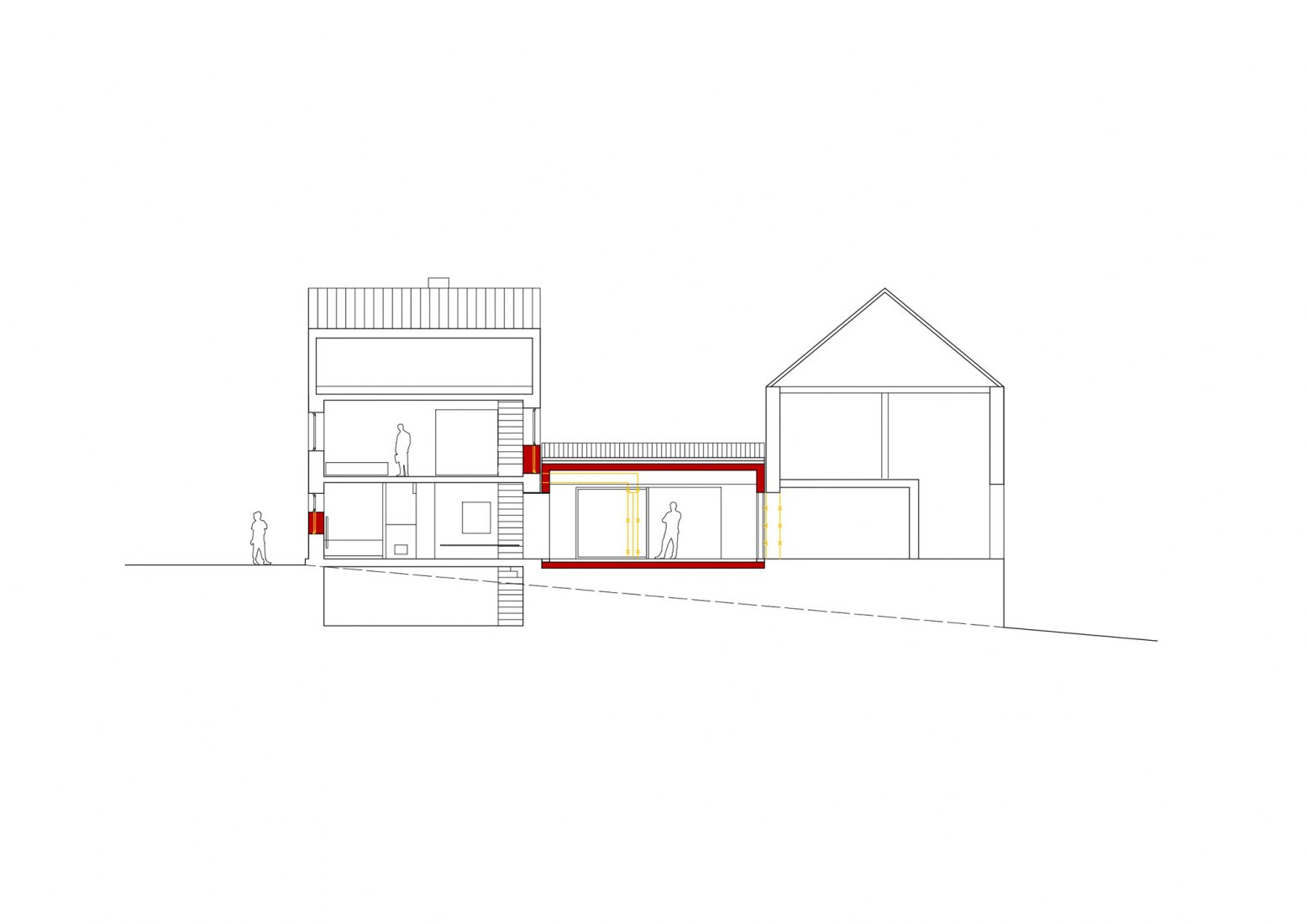 Longitudinal section. Haus WW by Heltwerk Architekten