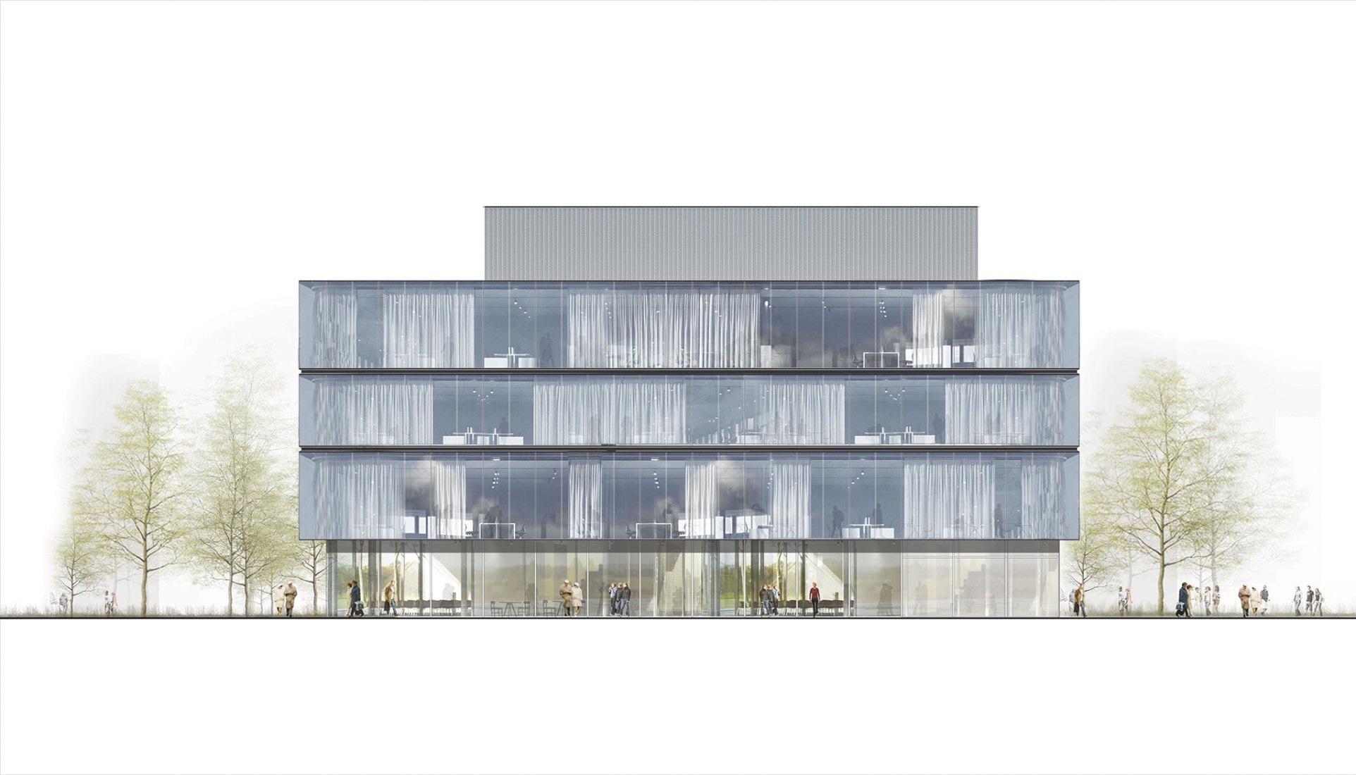 Fachada. Sede de Baramundi por HENN.