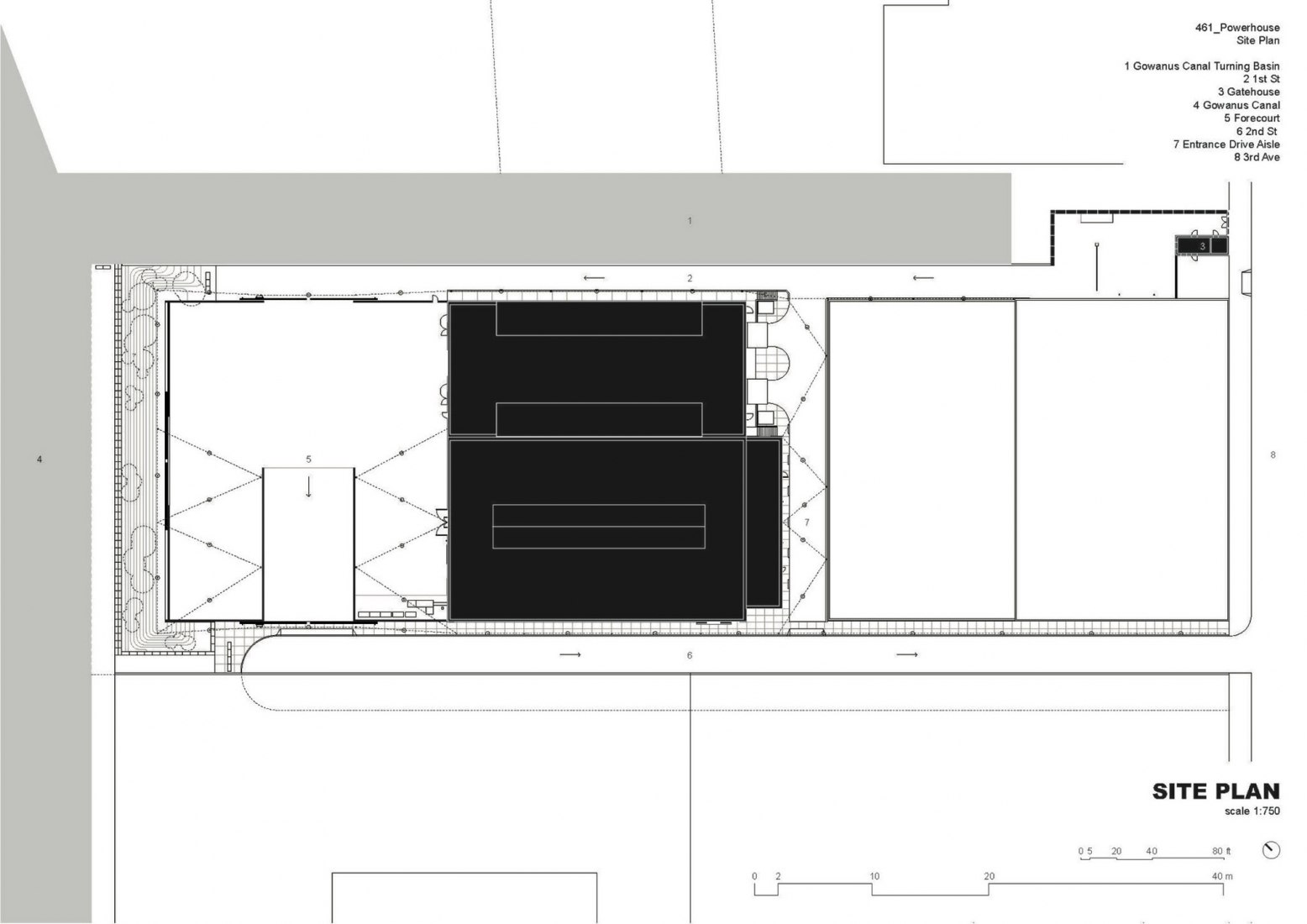 Site plan. 461 Powerhouse Arts in Brooklyn by Herzog & de Meuron.
