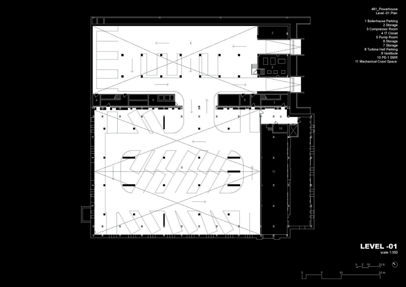 Basement floor plan. 461 Powerhouse Arts in Brooklyn by Herzog & de Meuron.