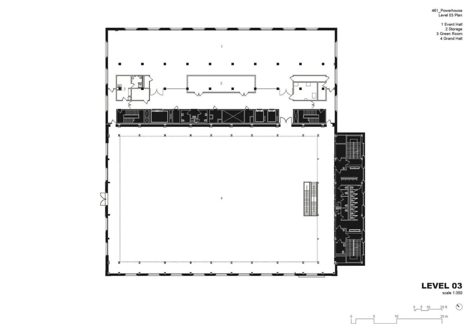 Third floor plan. 461 Powerhouse Arts in Brooklyn by Herzog & de Meuron.