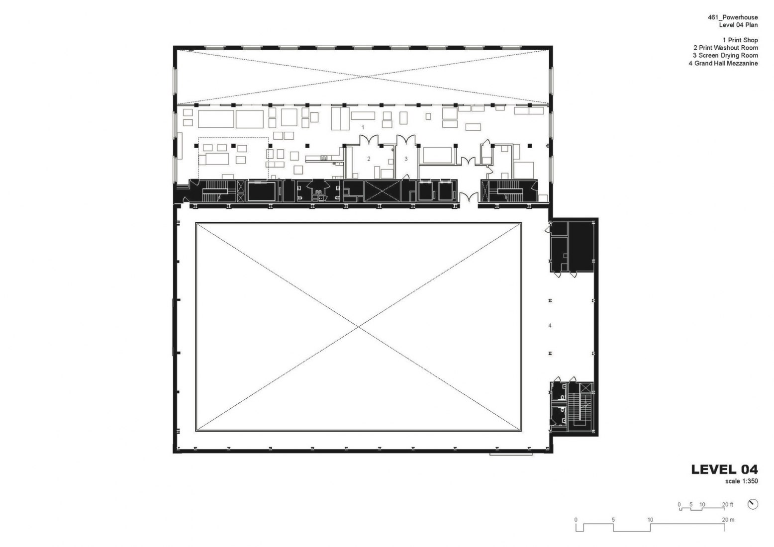 Fourth floor plan. 461 Powerhouse Arts in Brooklyn by Herzog & de Meuron.
