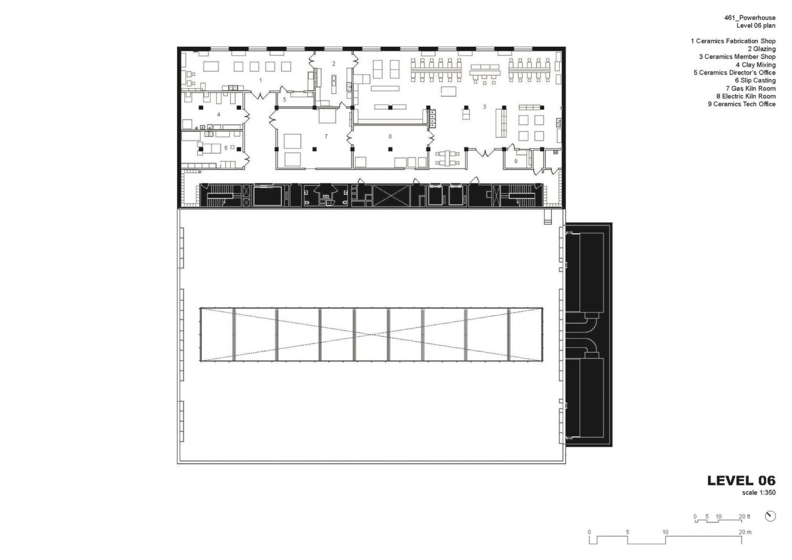 Sixth floor plan. 461 Powerhouse Arts in Brooklyn by Herzog & de Meuron.