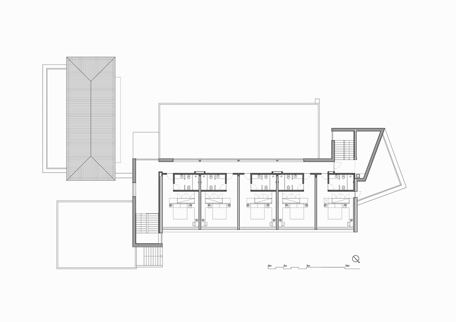First floor plan of the east building. Monverde Hotel by FCC Arquitectura and Paulo Lobo.