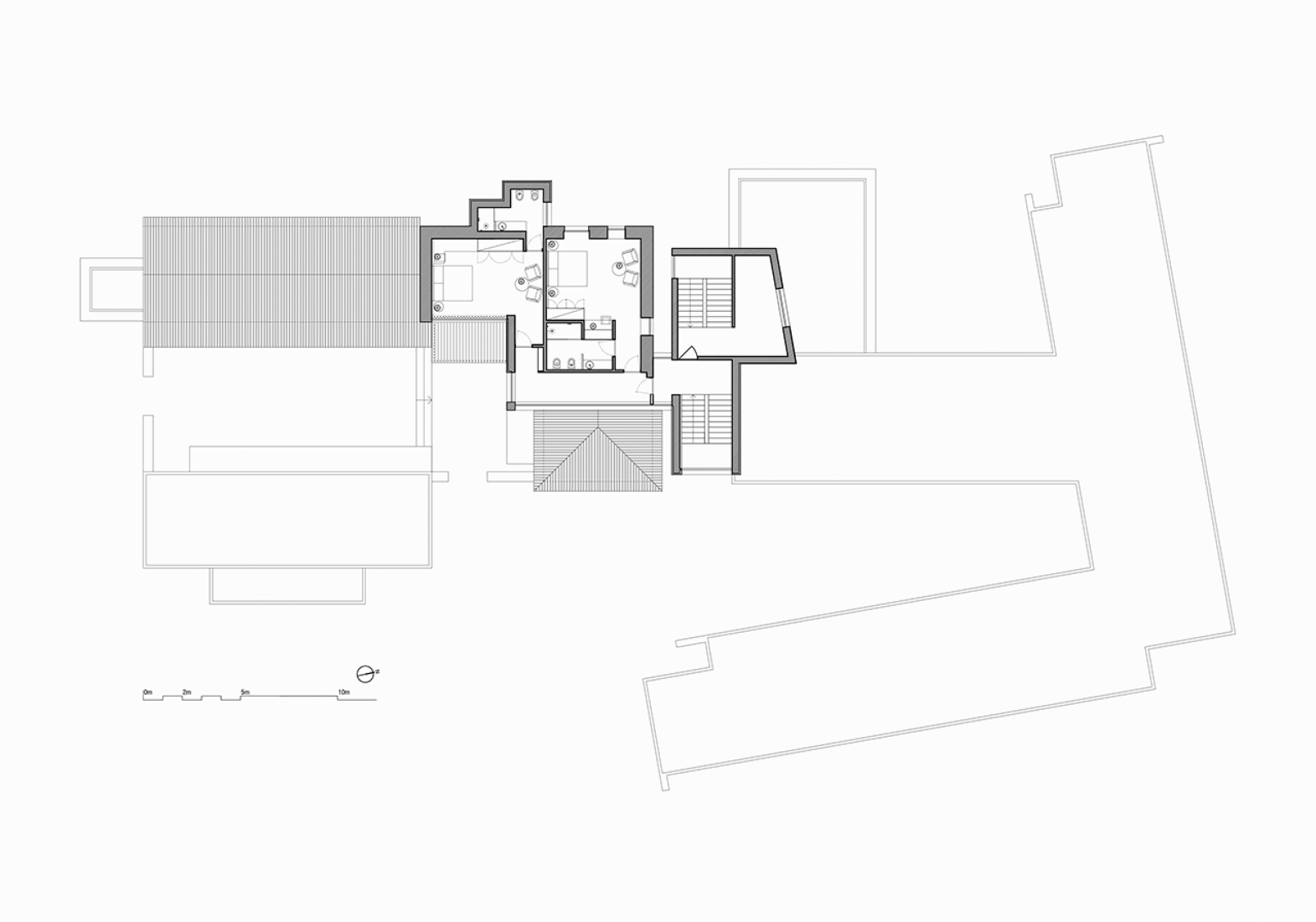First floor plan of the west building. Monverde Hotel by FCC Arquitectura and Paulo Lobo.