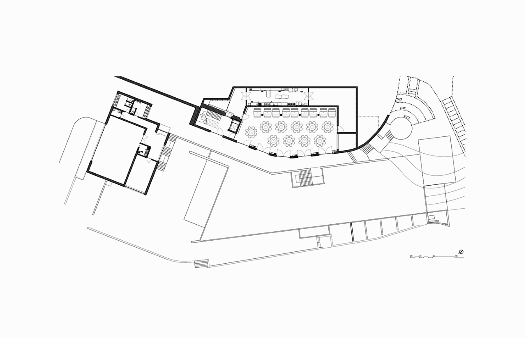 Floor -1 plan of the principal building. Monverde Hotel by FCC Arquitectura and Paulo Lobo.