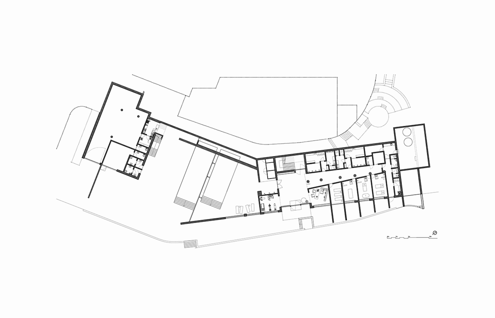 Floor -2 plan of the principal building. Monverde Hotel by FCC Arquitectura and Paulo Lobo.
