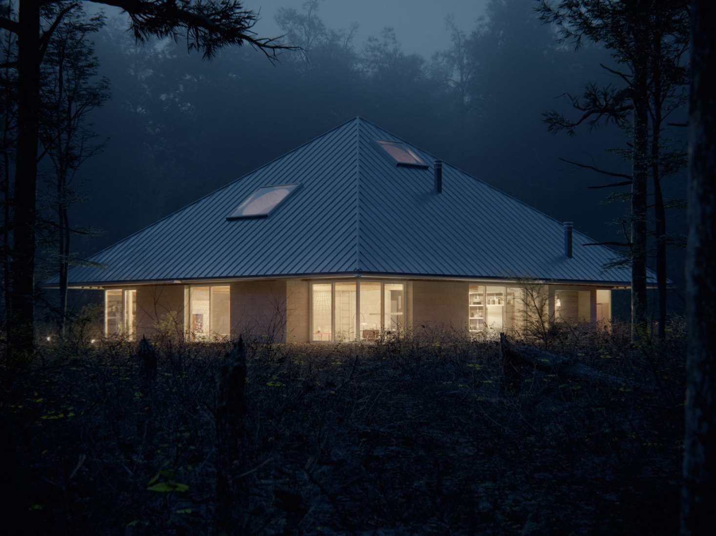 Visualización. Casa del bosque por WOJR archtitect. Imagen cortesía de D-Render