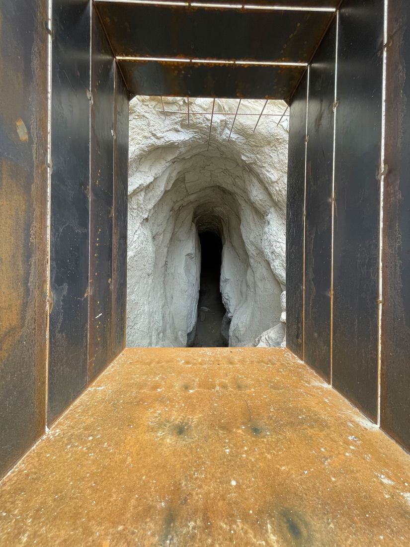 Consolidation and restoration of the water tower and caracol mine by HUMA. Photograph by Eva Garcia Millán.