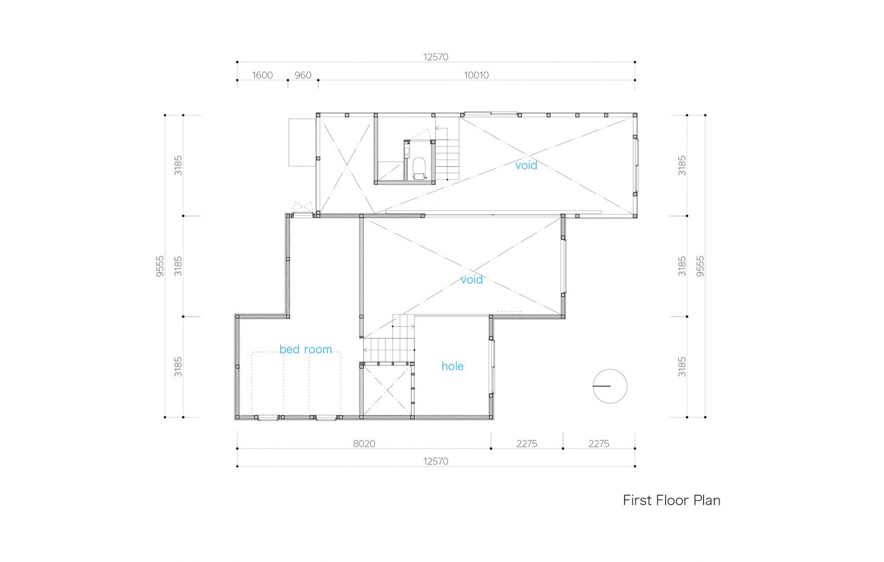 First floor plan. Inner Garden House by Takanori Ineyama Architects.