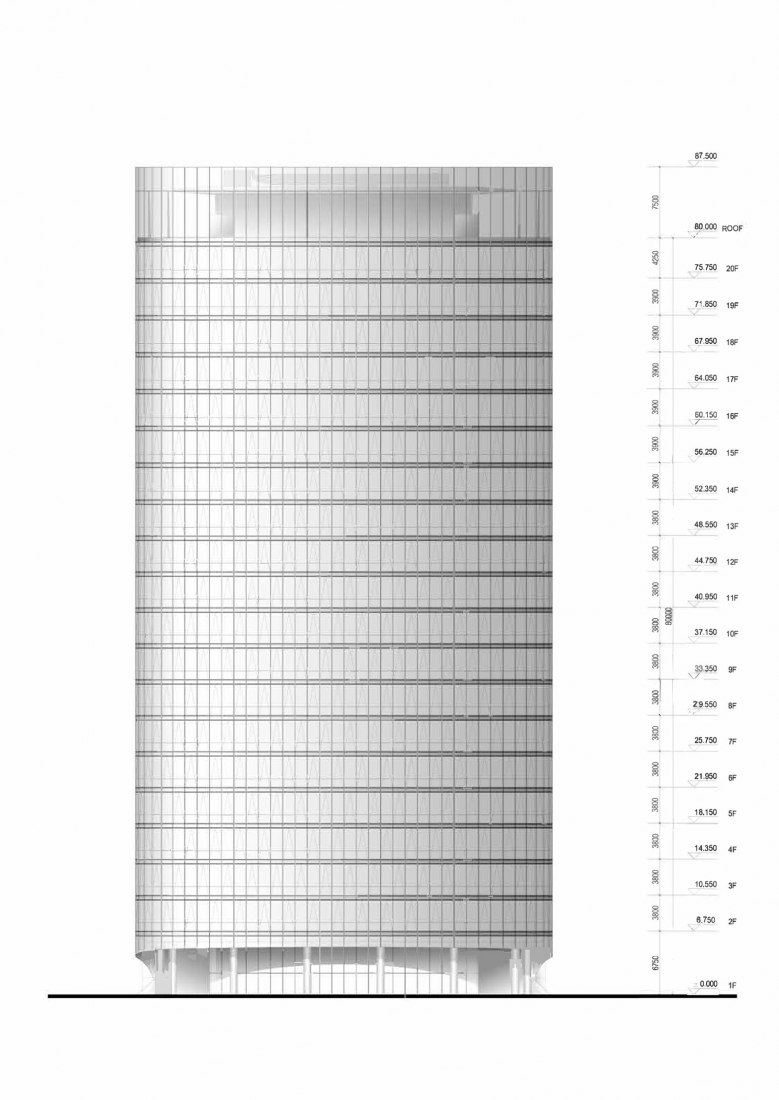 Alzado. Huitong Hybrid Tower by JKP Architects.