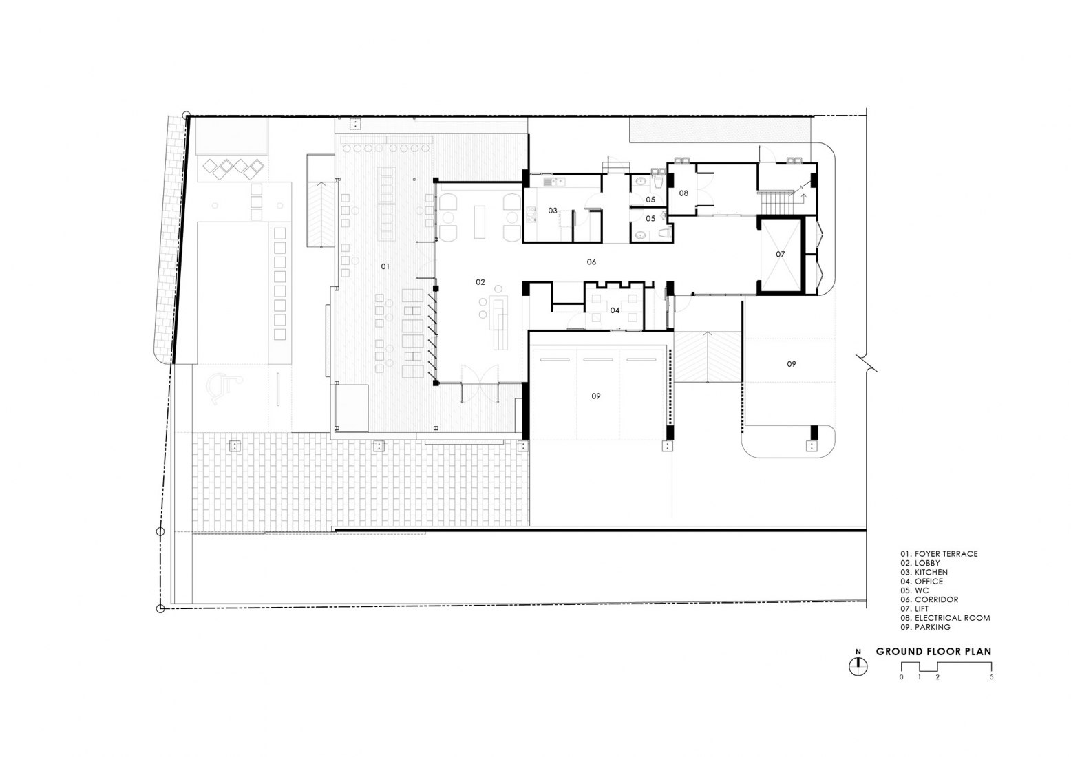 Planta baja. Hotel Navakitel Design por Junsekino Architect.