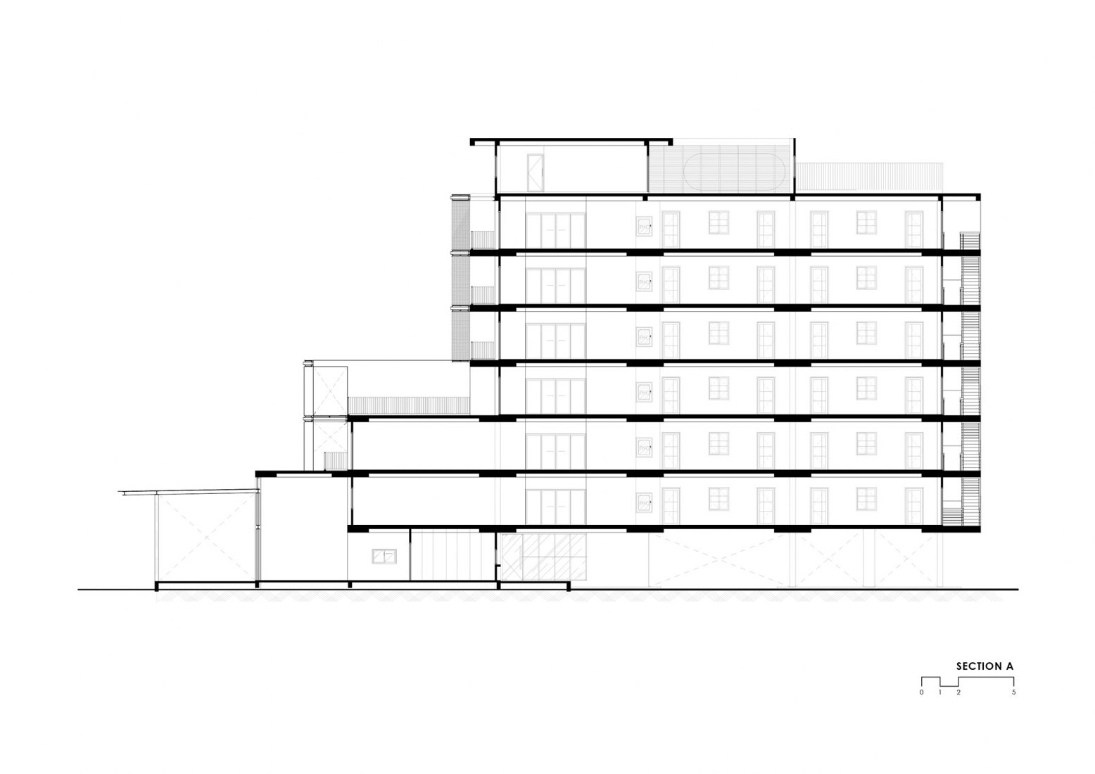 Sección. Hotel Navakitel Design por Junsekino Architect.