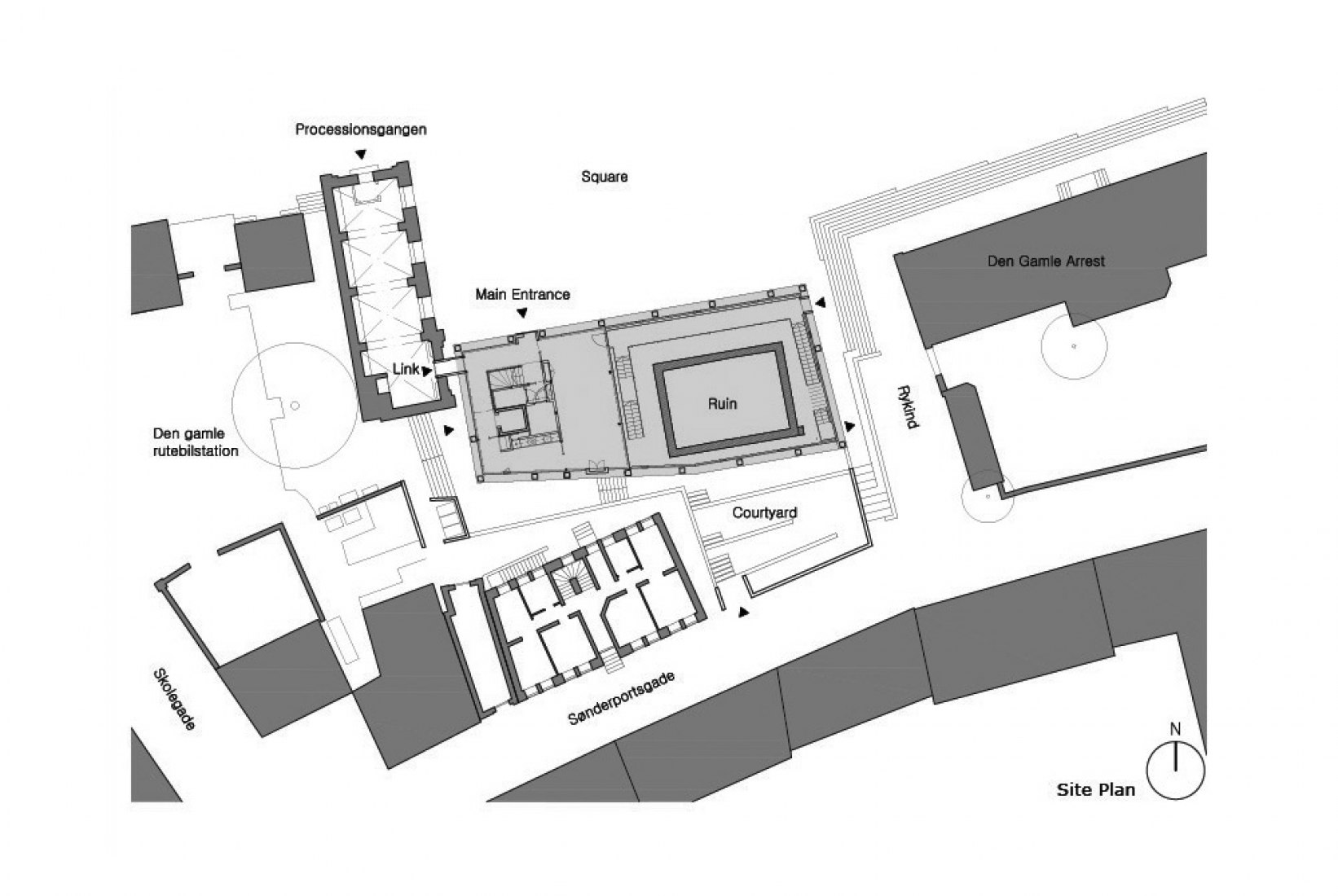 Plano de situación. Kannikegården por Lundgaard & Tranberg Arkitekter. Imagen cortesía de Lundgaard & Tranberg Arkitekter.