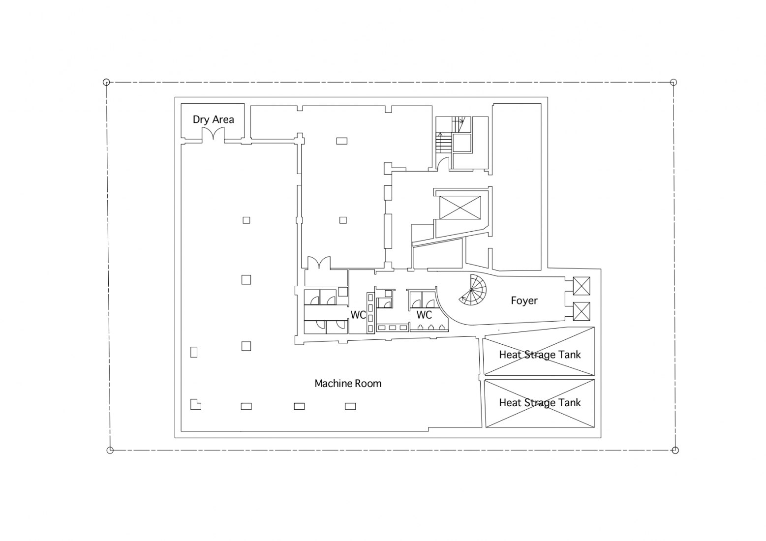 Basement floor plan. The Sumida Hosukai Museum de Kazuyo Sejima