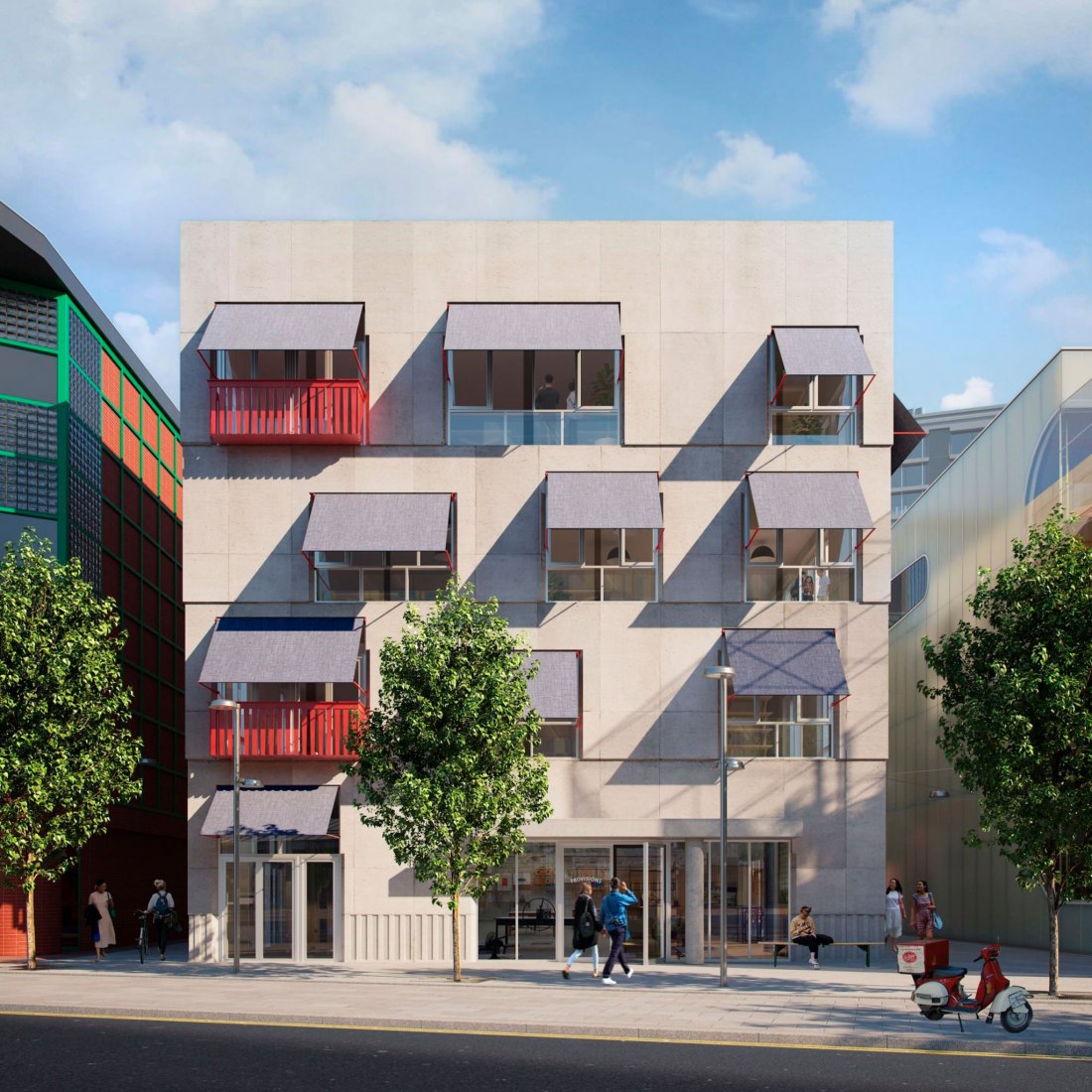 Both of the buildings by Adam Khan Architects celebrate raw construction and nod to the emerging sites elsewhere on the Peninsula. Design District by Adam Khan Architects. Image courtesy of Design District 