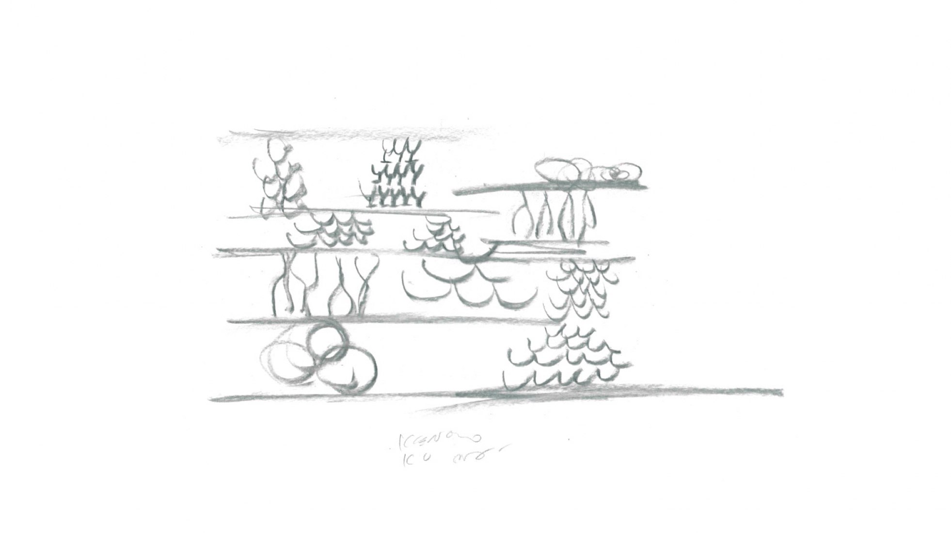 Croquis. Cocina flotando por Kengo Kuma. Bienal de Venecia de arquitectura 2016. 