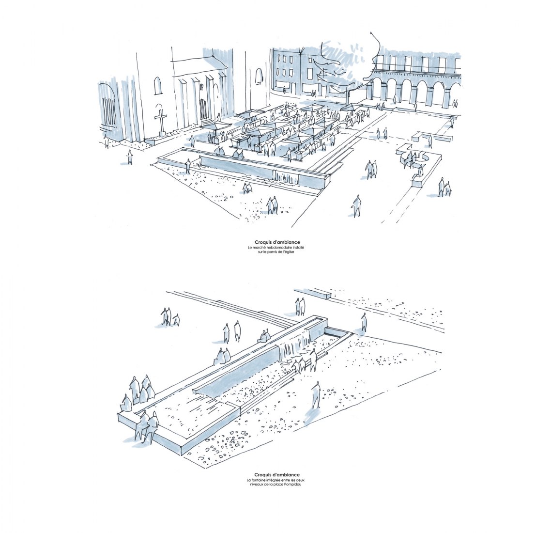 Croquis. Proyecto de remodelación de la plaza de Mauriac por Linazasoro & Sánchez.