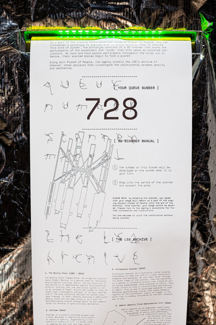Installation view of the Lithuanian Space Agency's laboratory by Julijonas Urbonas at the Biennale Architettura 2021, Venice; Photo by Aistė Valiūtė and Daumantas Plechavičius  © Courtesy of the Lithuanian Space Agency.